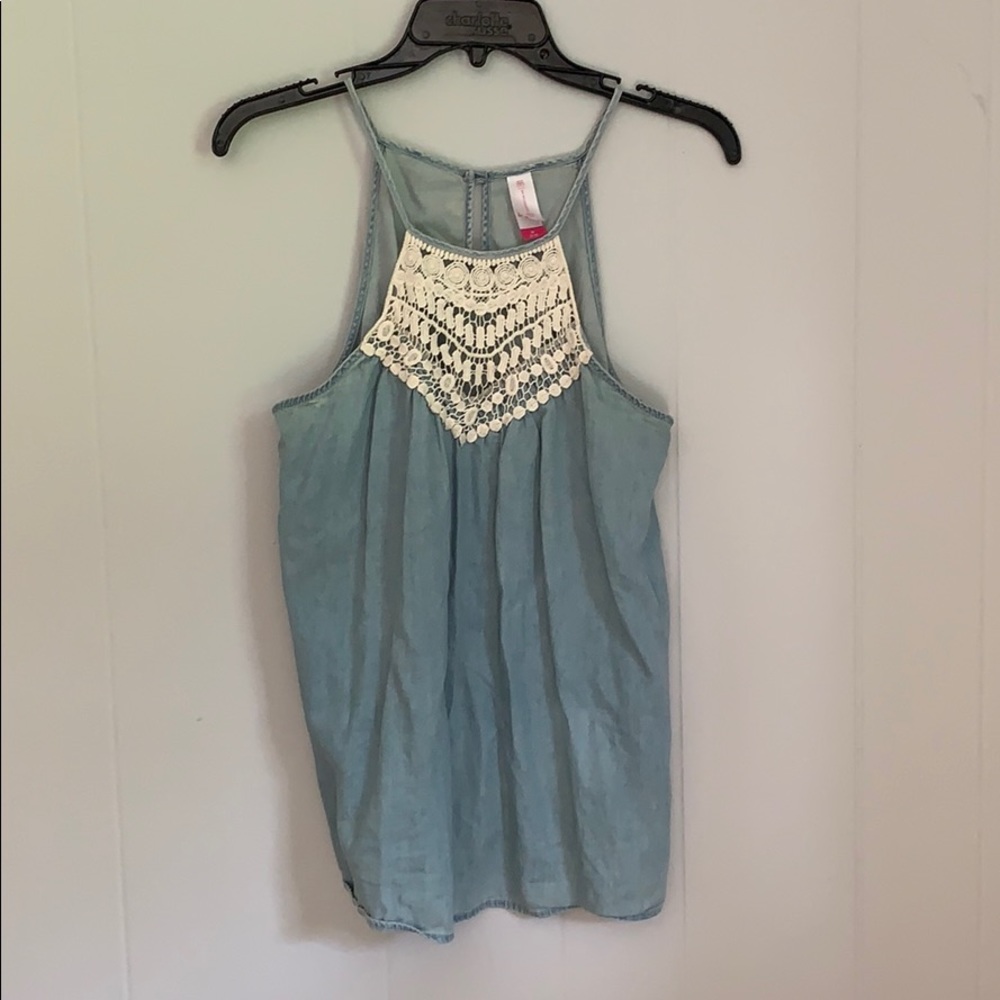 Boho denim tank